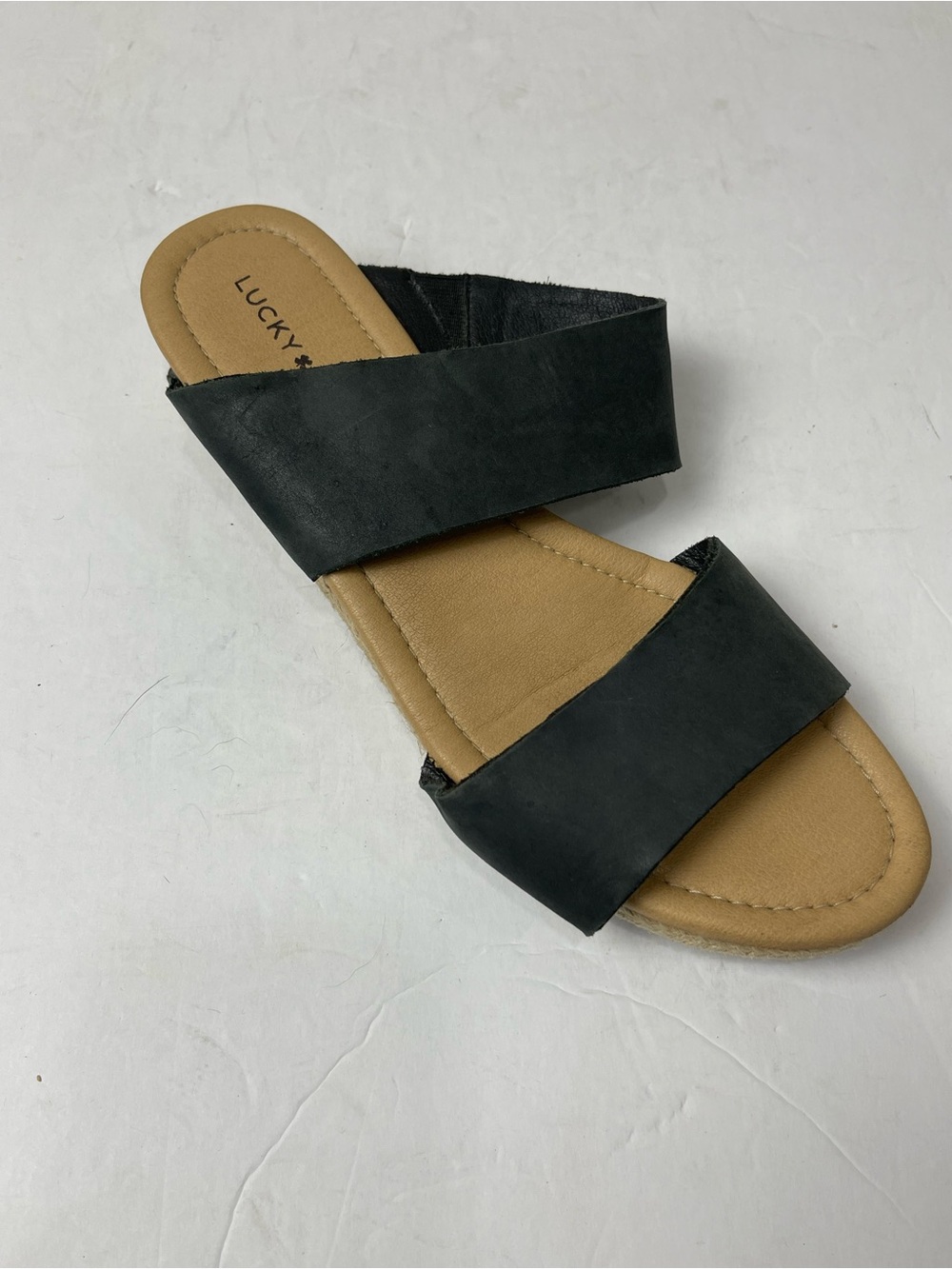 Lucky Brand Black Wyntor‎ Double Strap Leather Slide Sandal Size US 10M EU 42